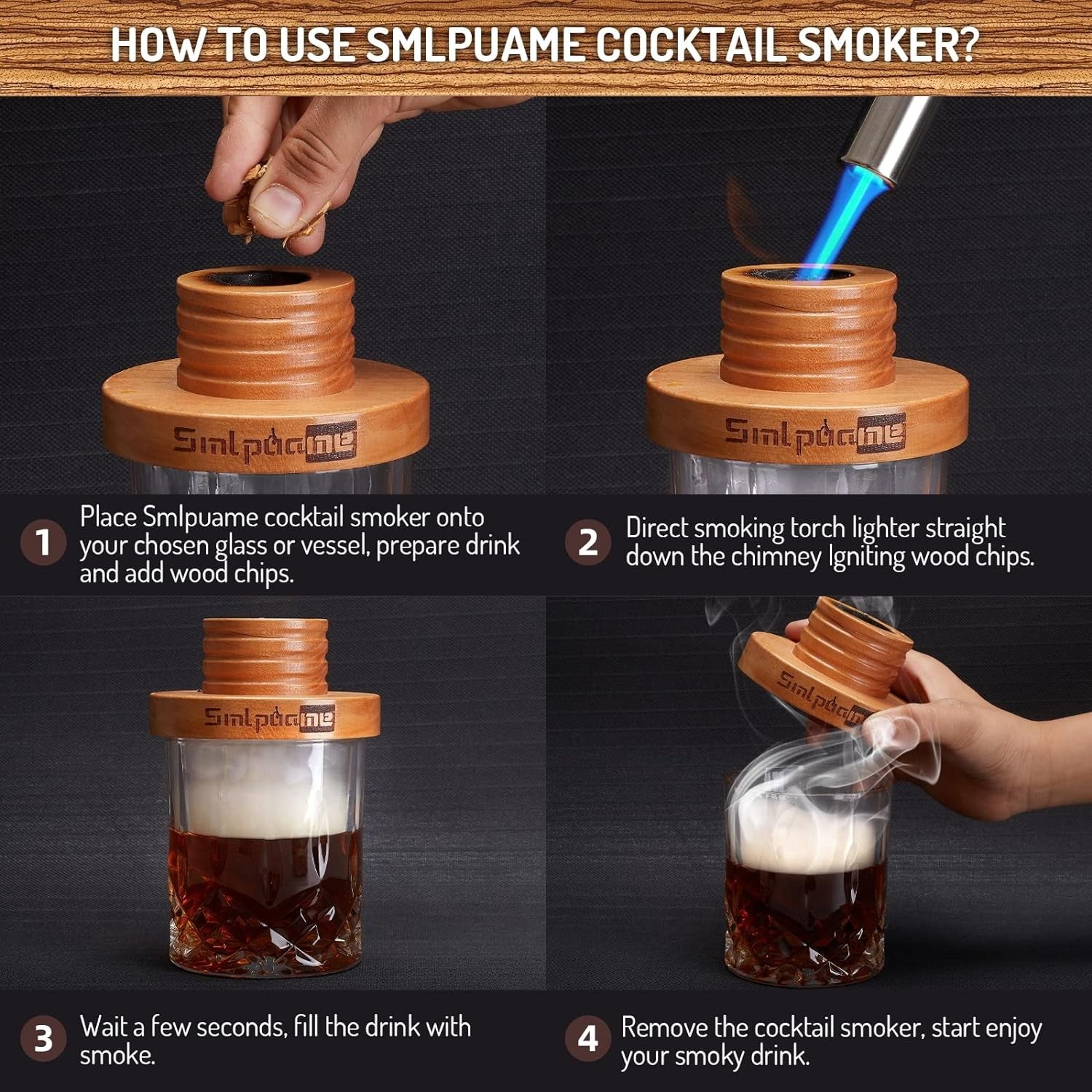 Cocktail Smoker Kit, Old Fashioned Smoker Kit for Bourbon Whiskey Drink, Smoker