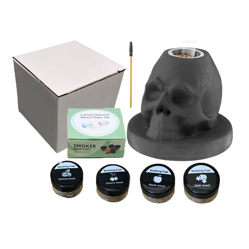 Skull Shape Cocktail Smoker Kit Ceramics Whiskey Smoker Infuser Kit Old Fashioned Drink Smoker Kit Birthday Gifts for Men Dad