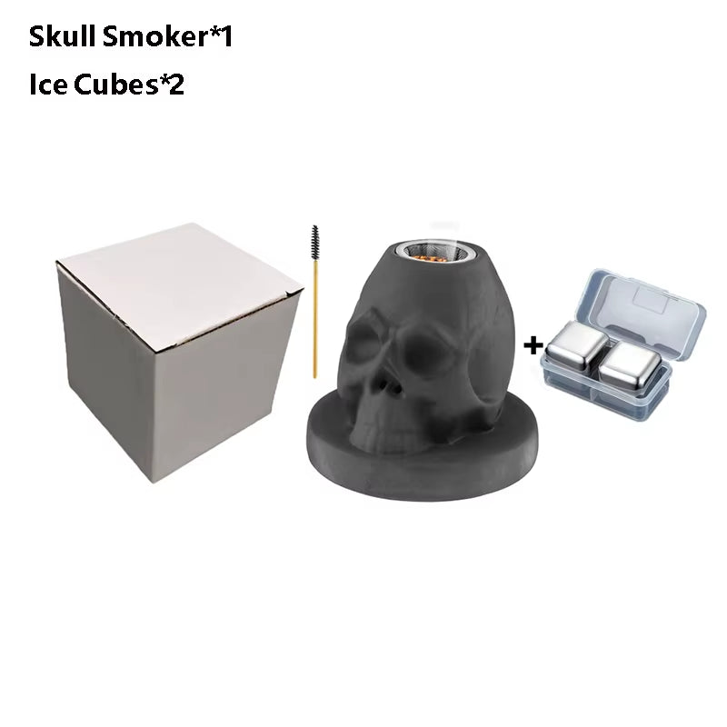 Skull Shape Cocktail Smoker Kit Ceramics Whiskey Smoker Infuser Kit Old Fashioned Drink Smoker Kit Birthday Gifts for Men Dad