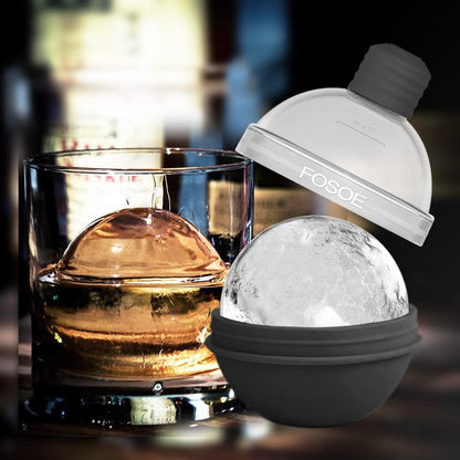 Silicone Ice Ball Molds for Whiskey - Set of 4 round Makers with Lids