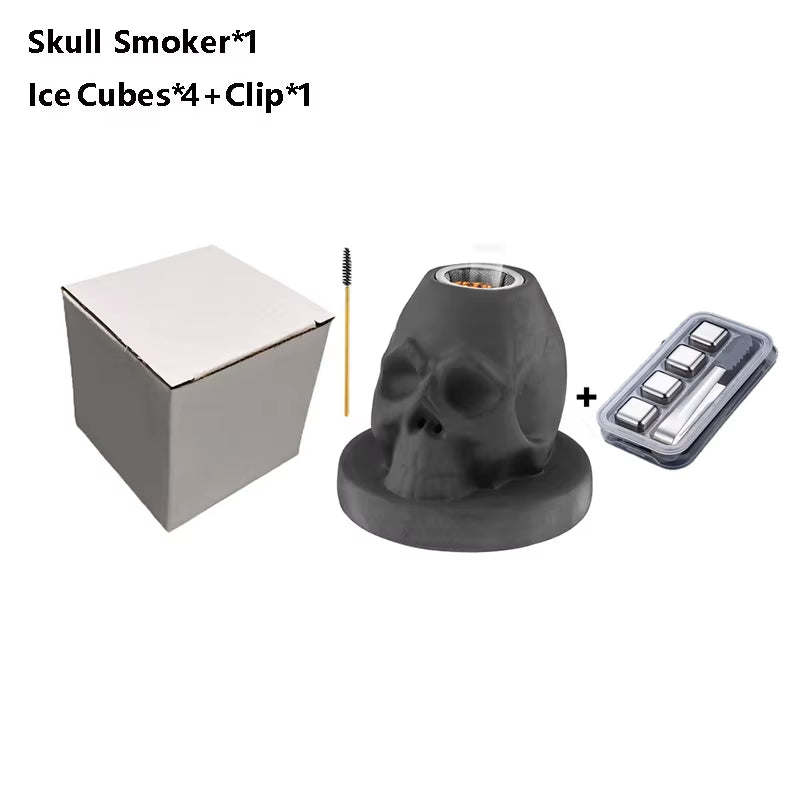 Skull Shape Cocktail Smoker Kit Ceramics Whiskey Smoker Infuser Kit Old Fashioned Drink Smoker Kit Birthday Gifts for Men Dad