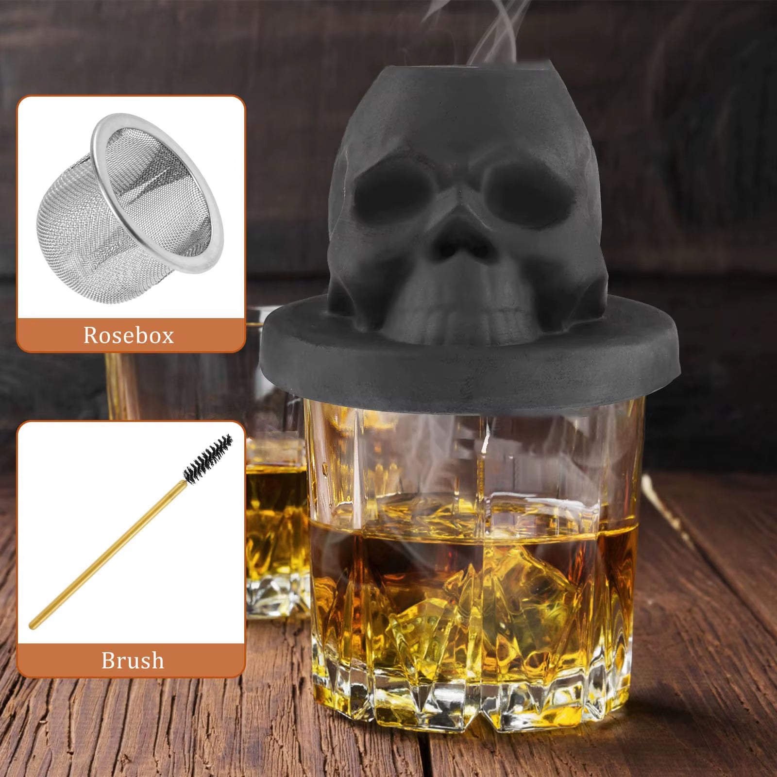 Skull Shape Cocktail Smoker Kit Ceramics Whiskey Smoker Infuser Kit Old Fashioned Drink Smoker Kit Birthday Gifts for Men Dad